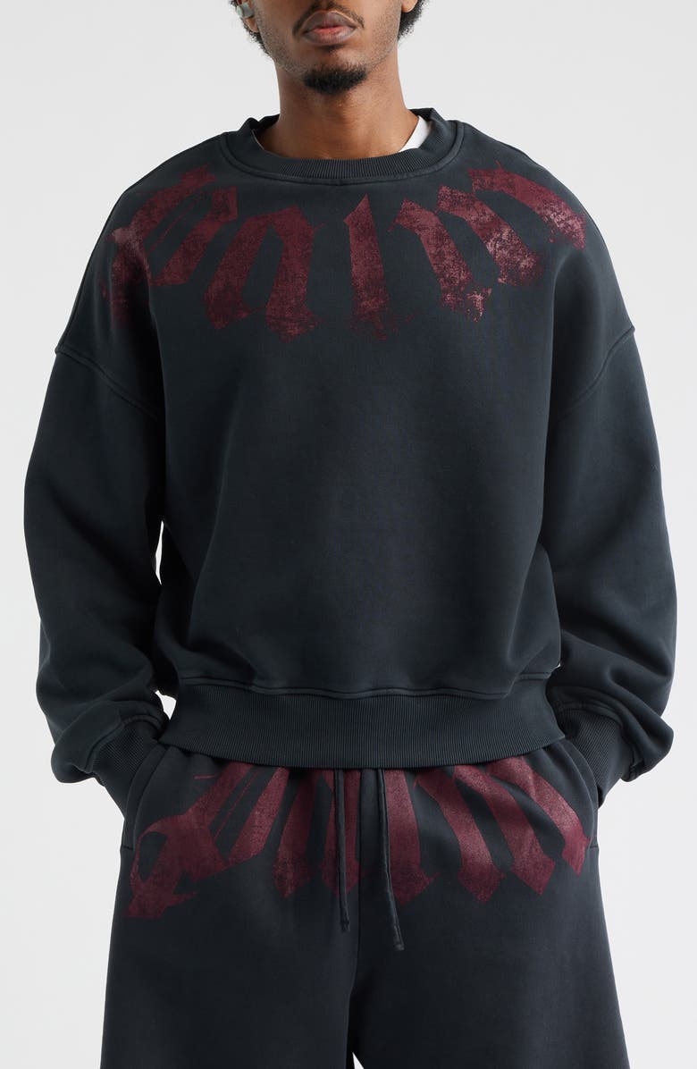 Palm Angels Big Neck Logo Sweatshirt, Main, color, Black Burgundy