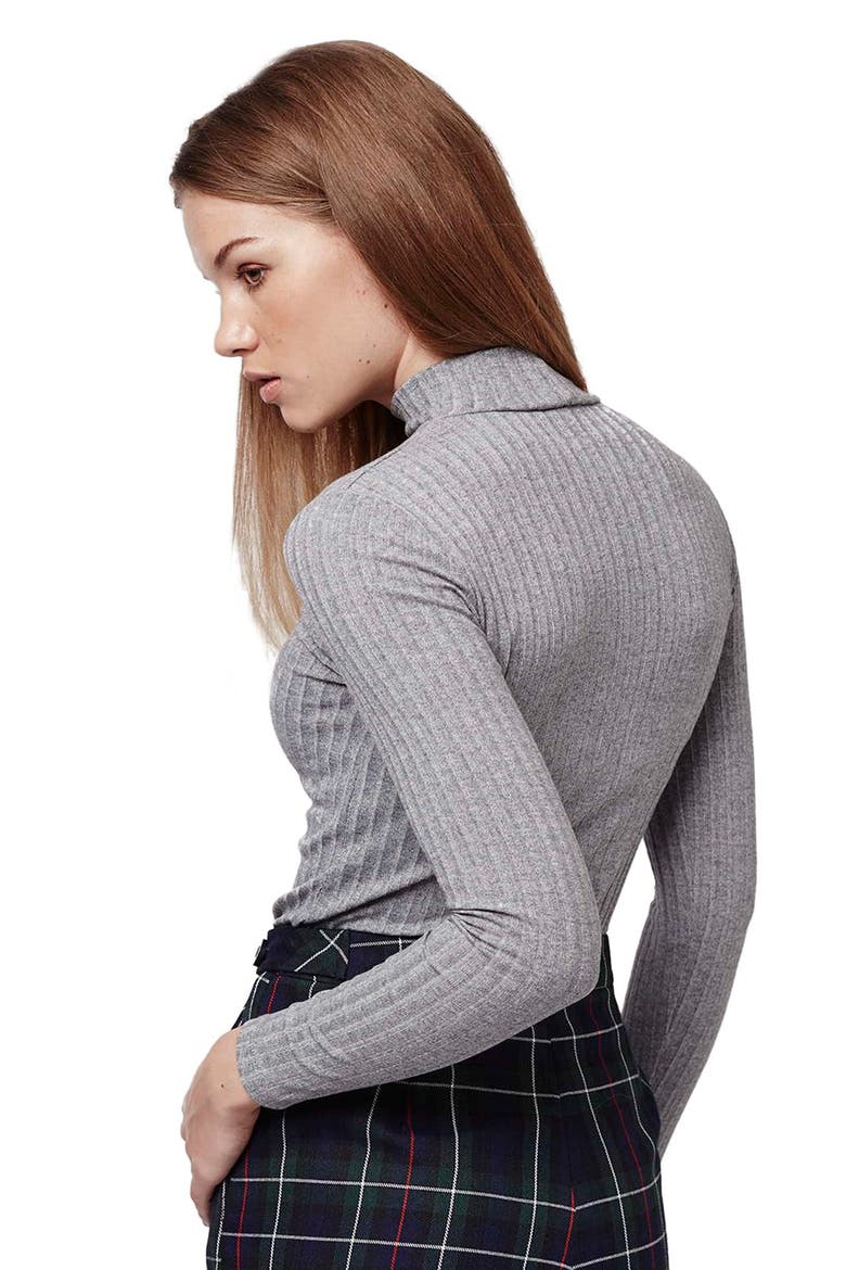 Ribbed Long Sleeve Top, Alternate, color, LIGHT GREY