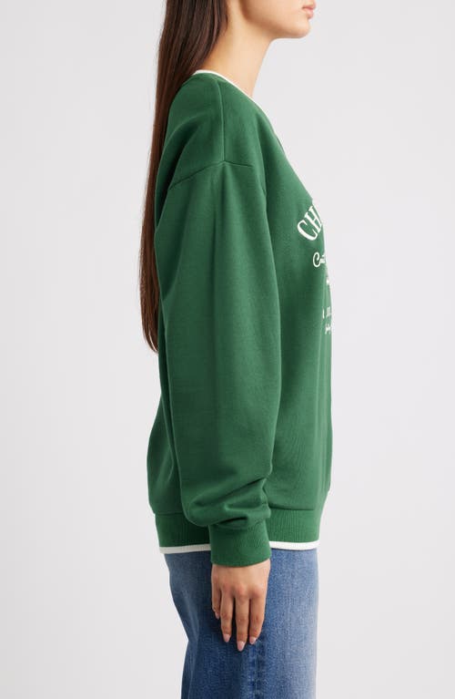 Golden Hour Holiday Tree Farm Graphic Sweatshirt In Green