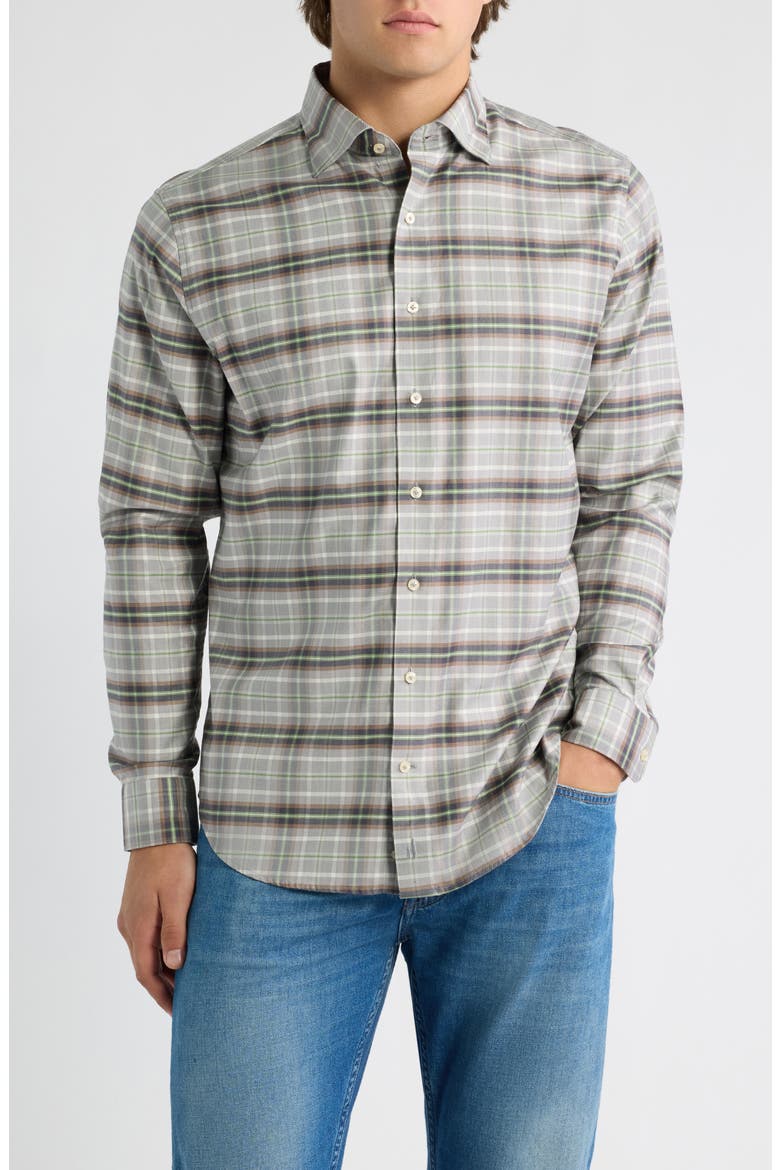 Lone Cypress Plaid Long Sleeve Button-Up Shirt, Main, color, LIGHT GRAY
