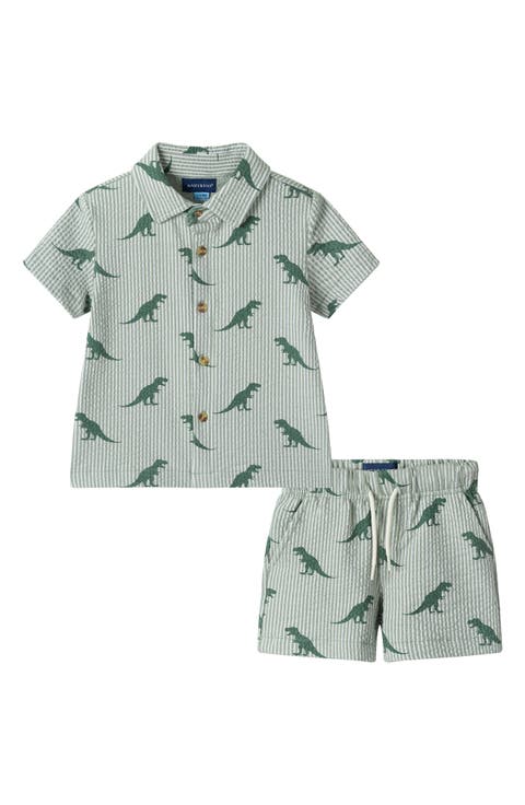 Print Seersucker Button-Up Shirt & Shorts Set (Baby)
