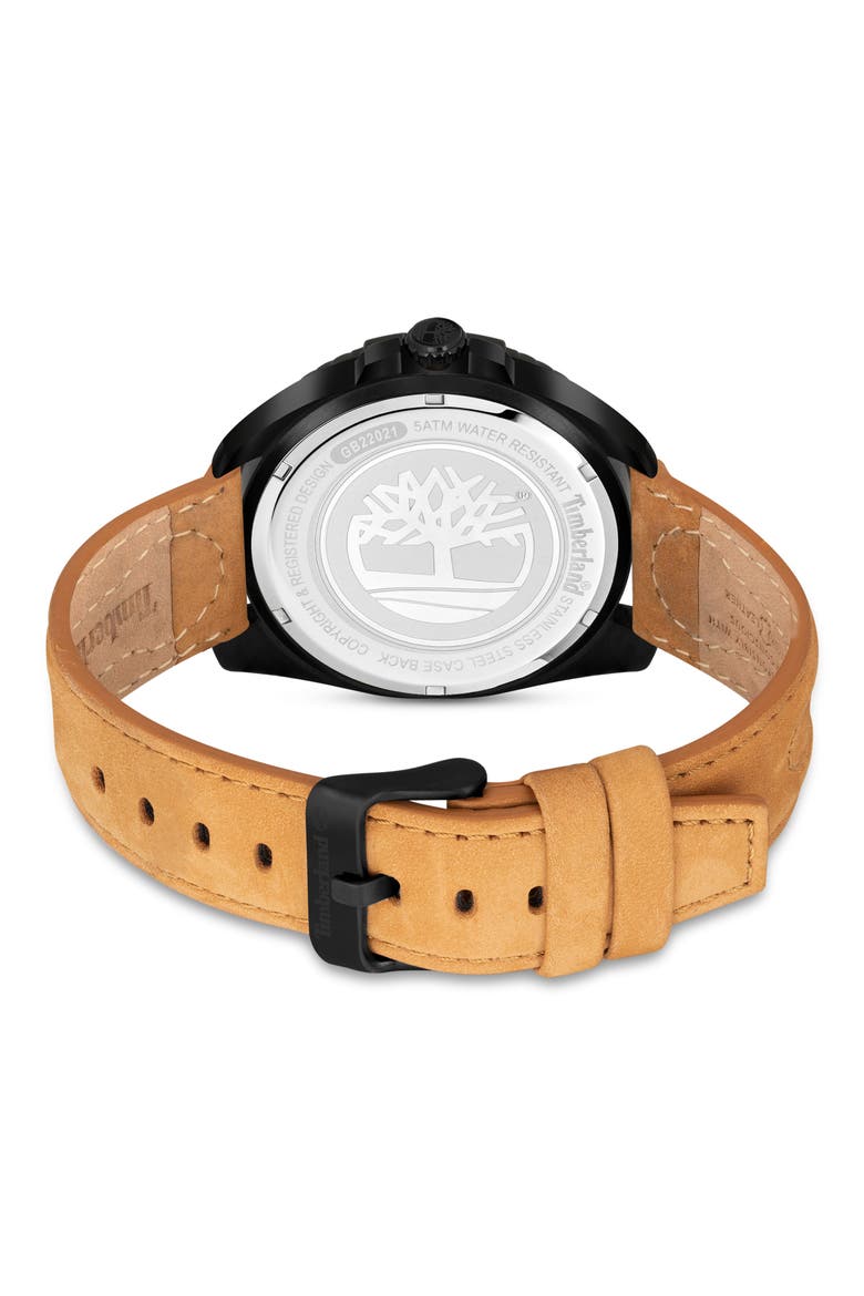 Millinocket Leather Strap Watch, 45mm, Alternate, color, WHEAT