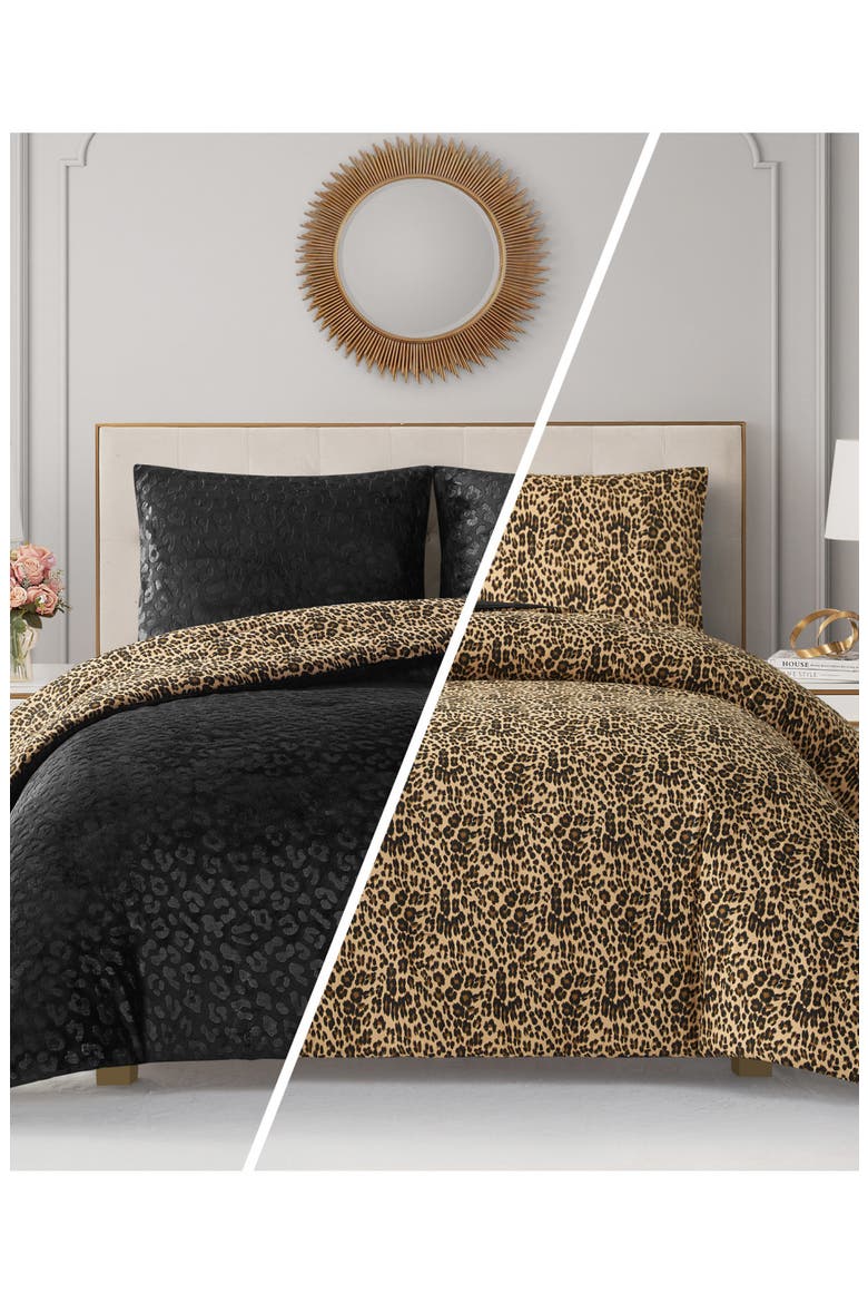 Reversible Animal Print Comforter Set, Main, color, LEOPARD