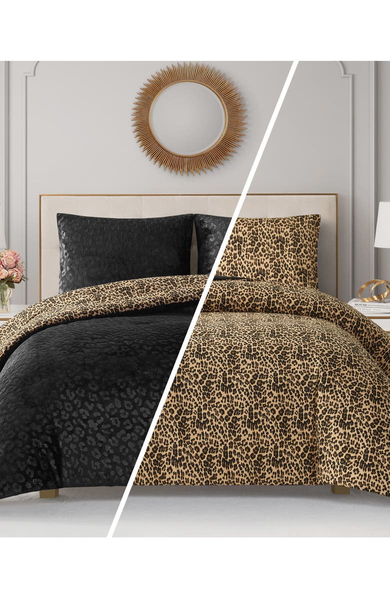 Juicy Couture Reversible Animal Print Comforter Set, Main, color, Leopard
