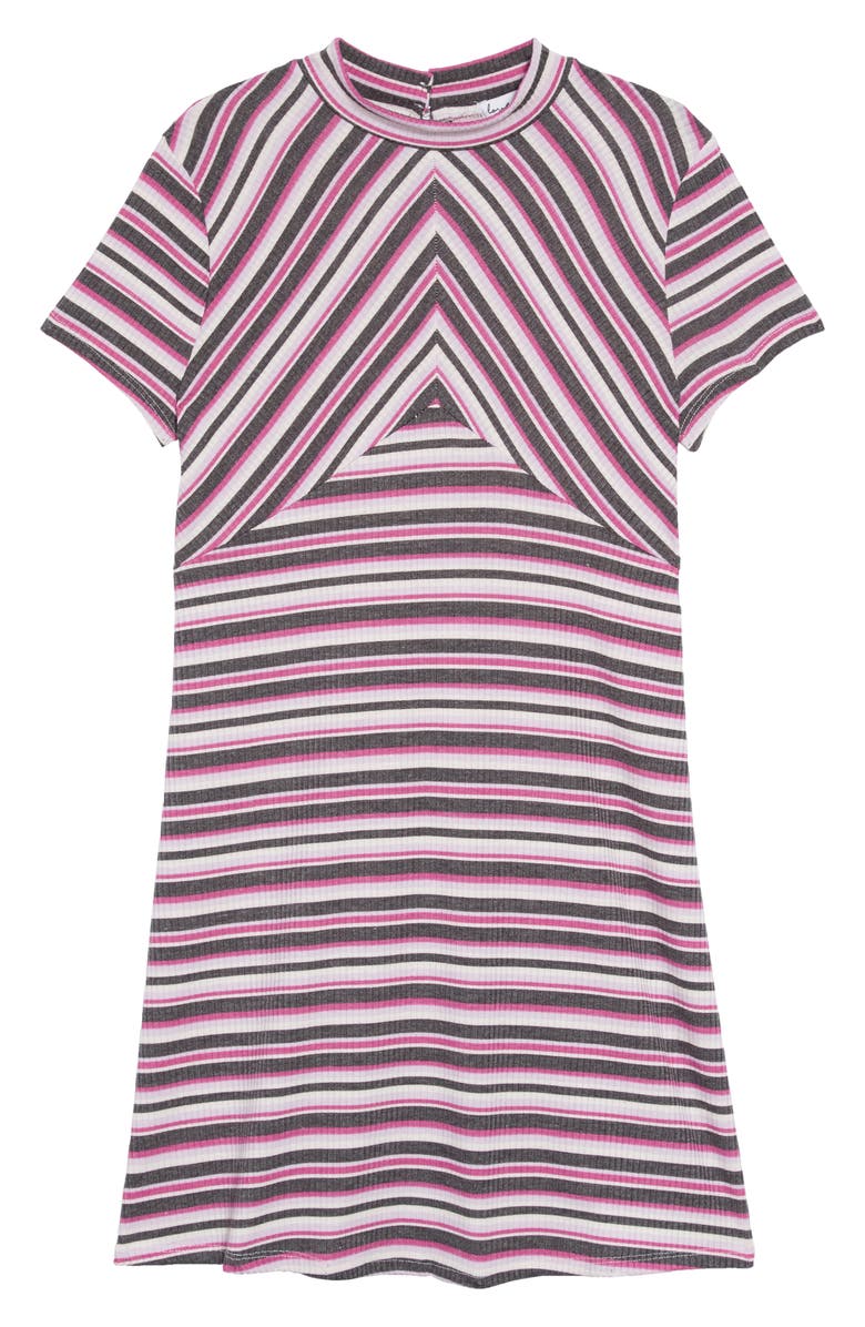 Love, Fire Pieced Stripe Mock Neck Dress, Main, color, 