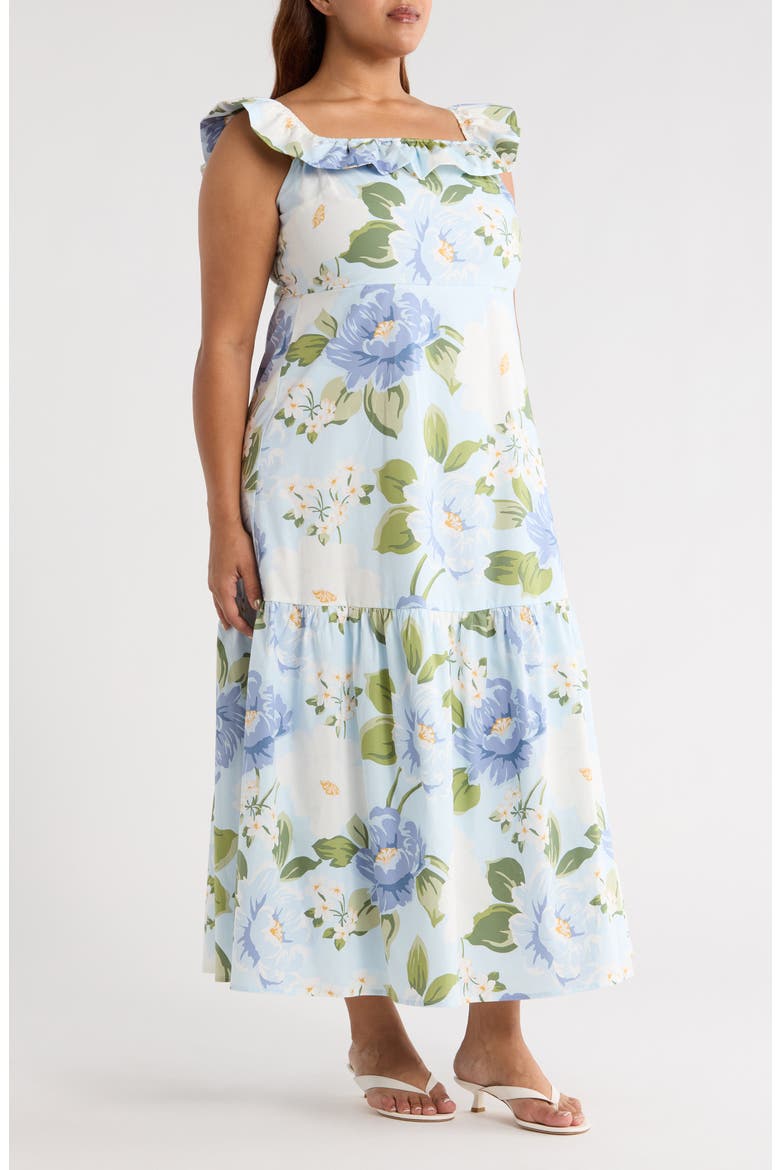 Sloane Floral Ursa Off the Shoulder Maxi Dress, Alternate, color, LIGHT BLUE/ MULTI