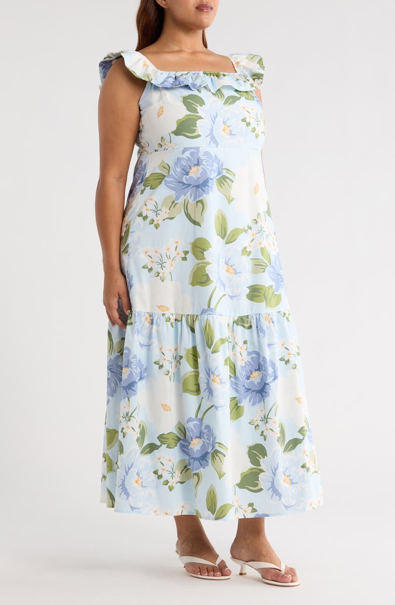 SUGARLIPS Sloane Floral Ursa Off the Shoulder Maxi Dress, Alternate, color, Light Blue/ Multi