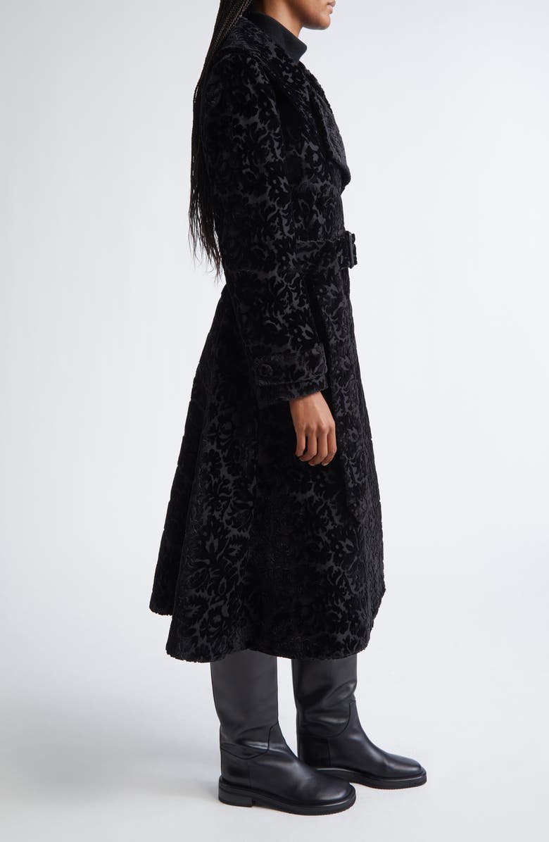 Burberry Belted Baroque Velvet Trench Coat, Alternate, color,