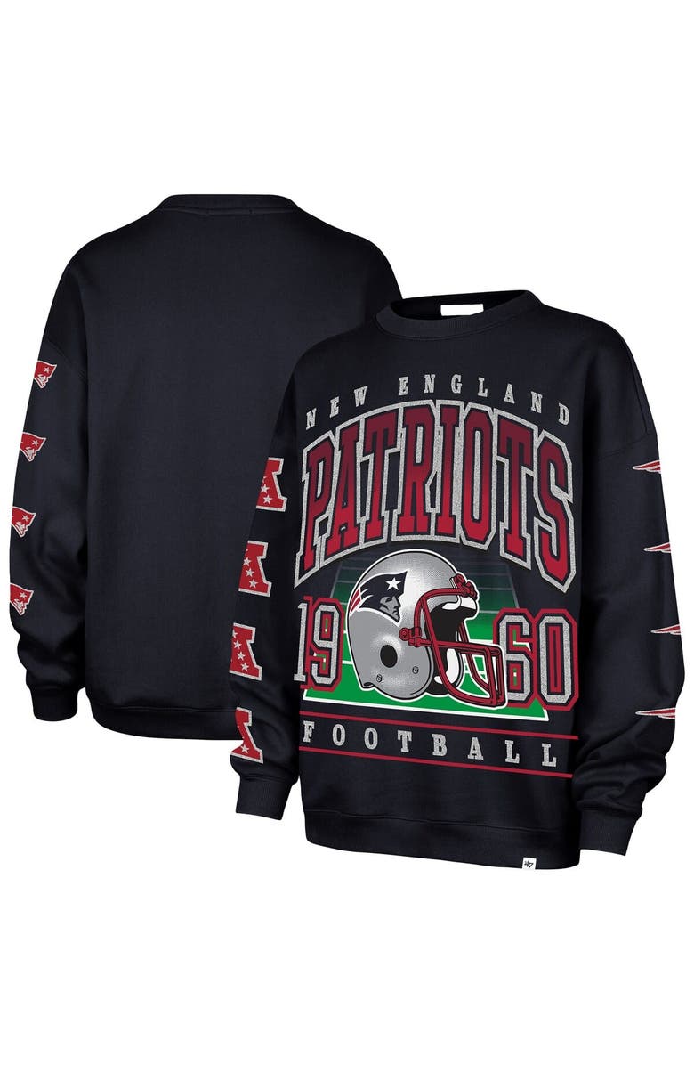 '47 Women's '47  Navy New England Patriots Go Big Oversized Pullover Sweatshirt, Main, color, Navy