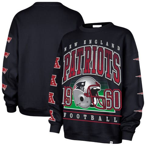 Women's '47  Navy New England Patriots Go Big Oversized Pullover Sweatshirt