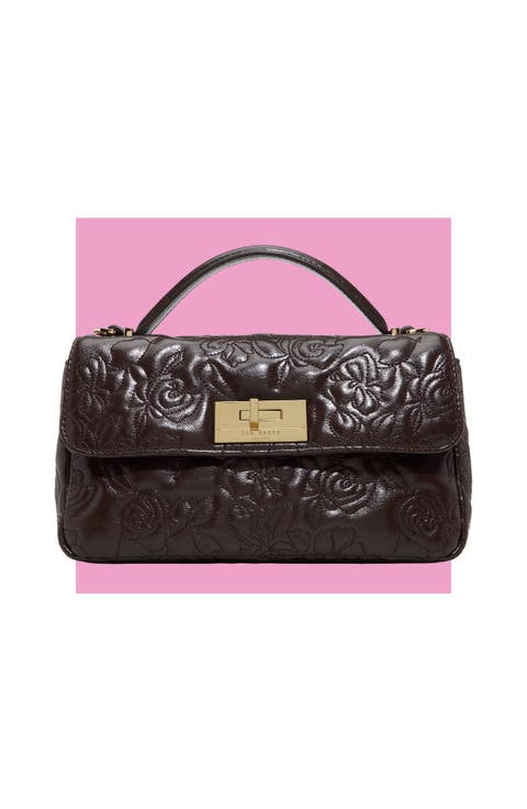 Lia Faux Leather Rose Quilted Crossbody Bag