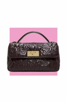Lia Faux Leather Rose Quilted Crossbody Bag
