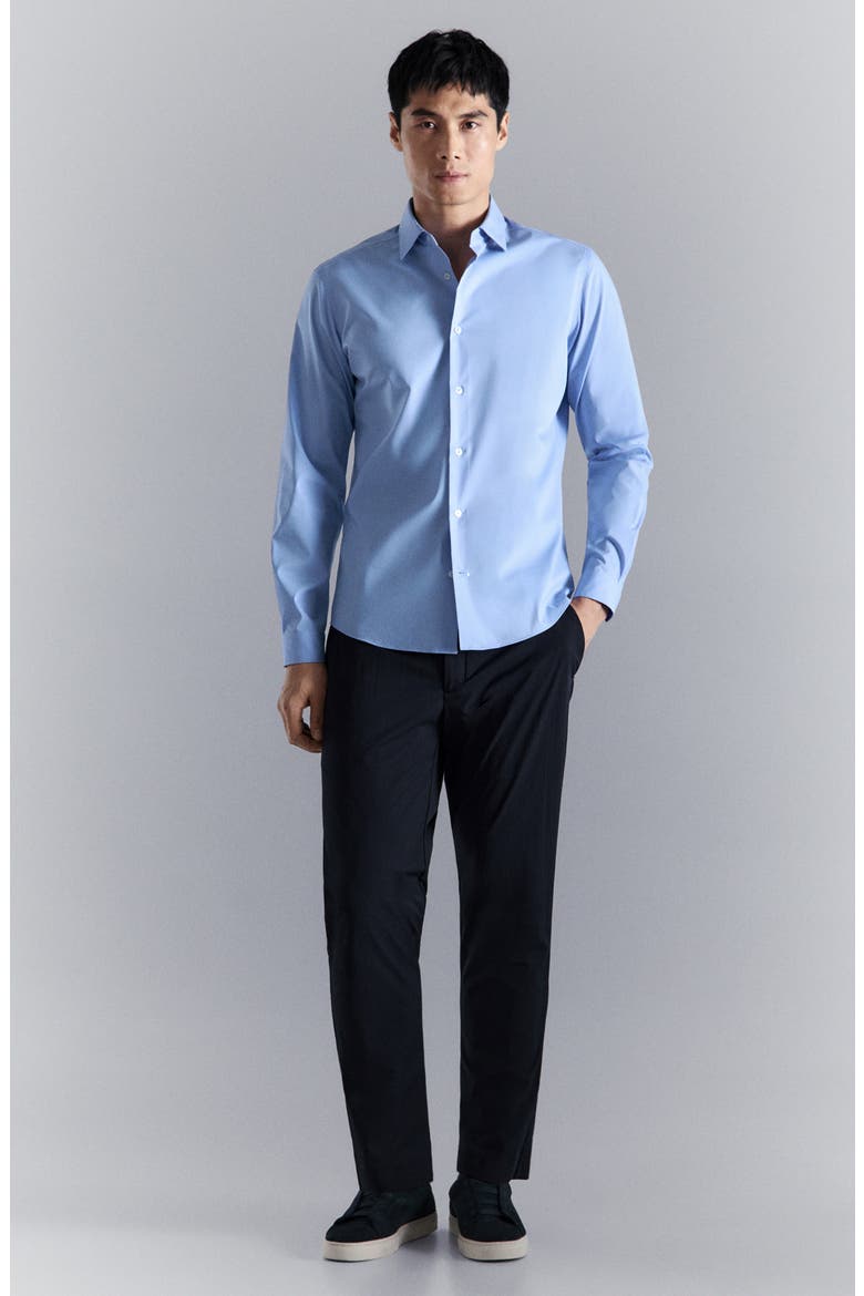 Regular Fit Stretch Cotton Blend Button-Up Shirt, Alternate, color, CHINA BLUE