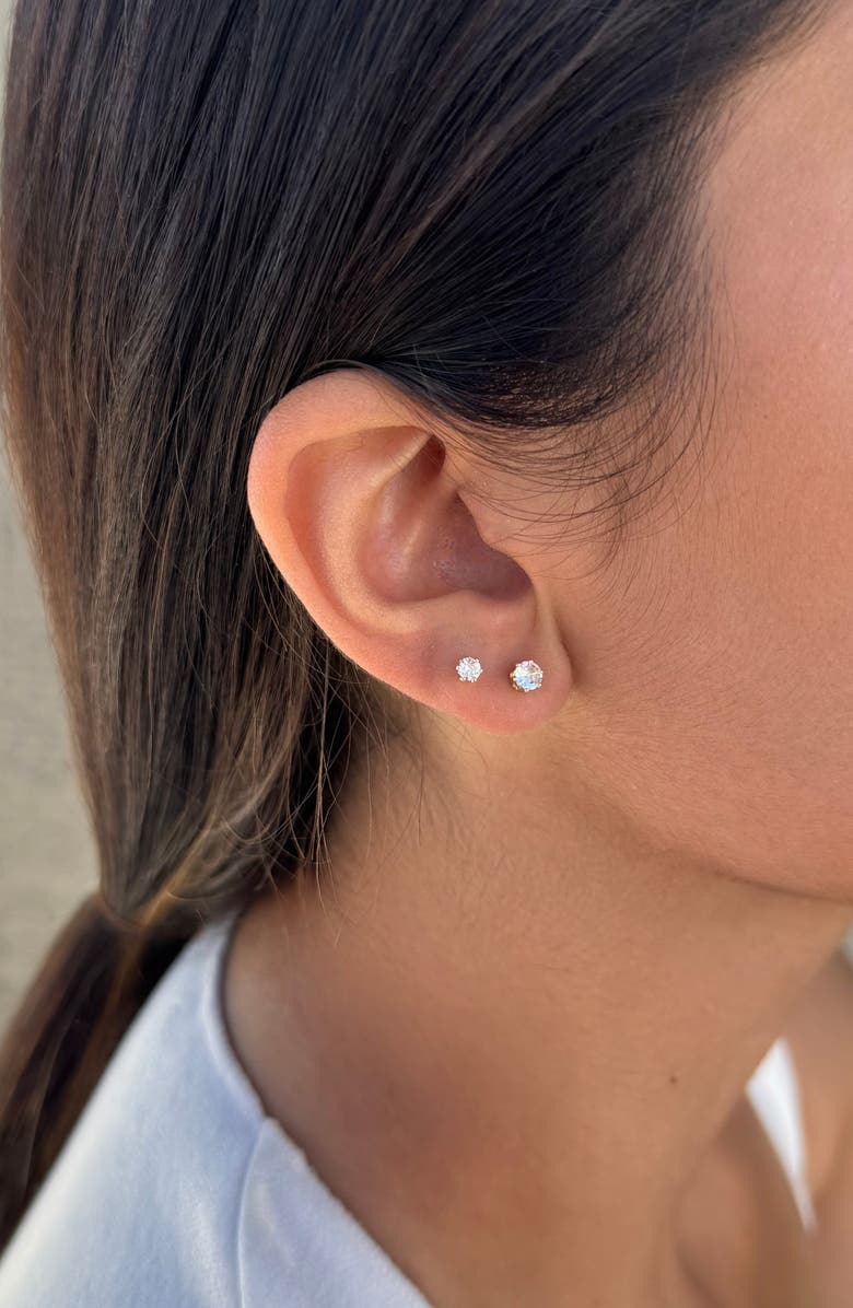 Adornia Set of 3 Cubic Zirconia Stud & Hoop Earrings, Alternate, color, Silver