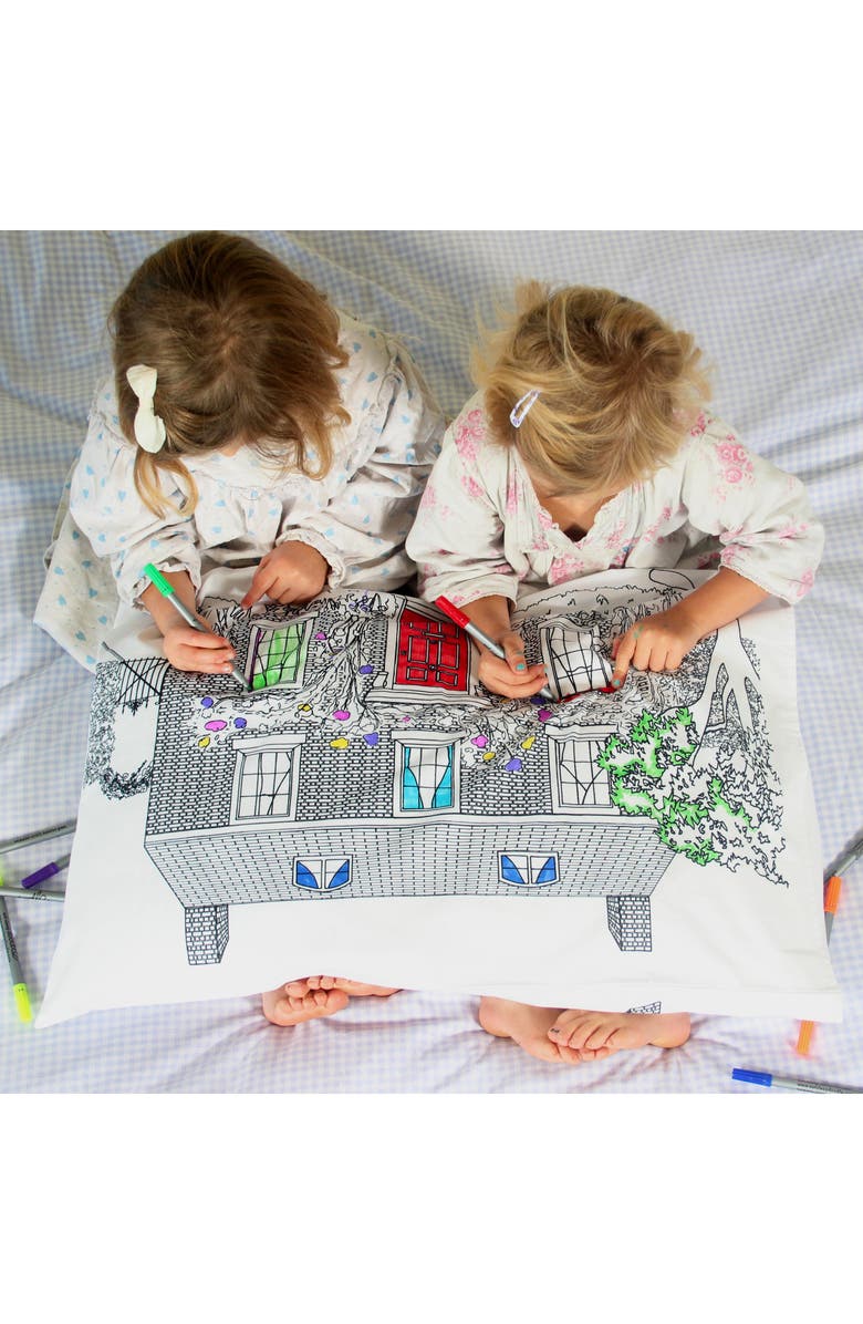 Eat Sleep Doodle Color Your Own Pillowcase Decorator, Alternate, color, White