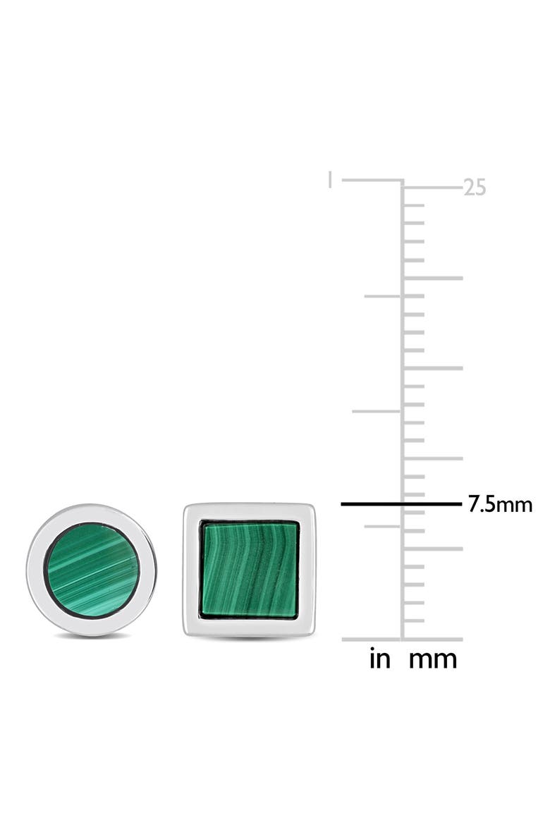 Men's Set of 2 Malachite Square Stud Earrings, Alternate, color, GREEN