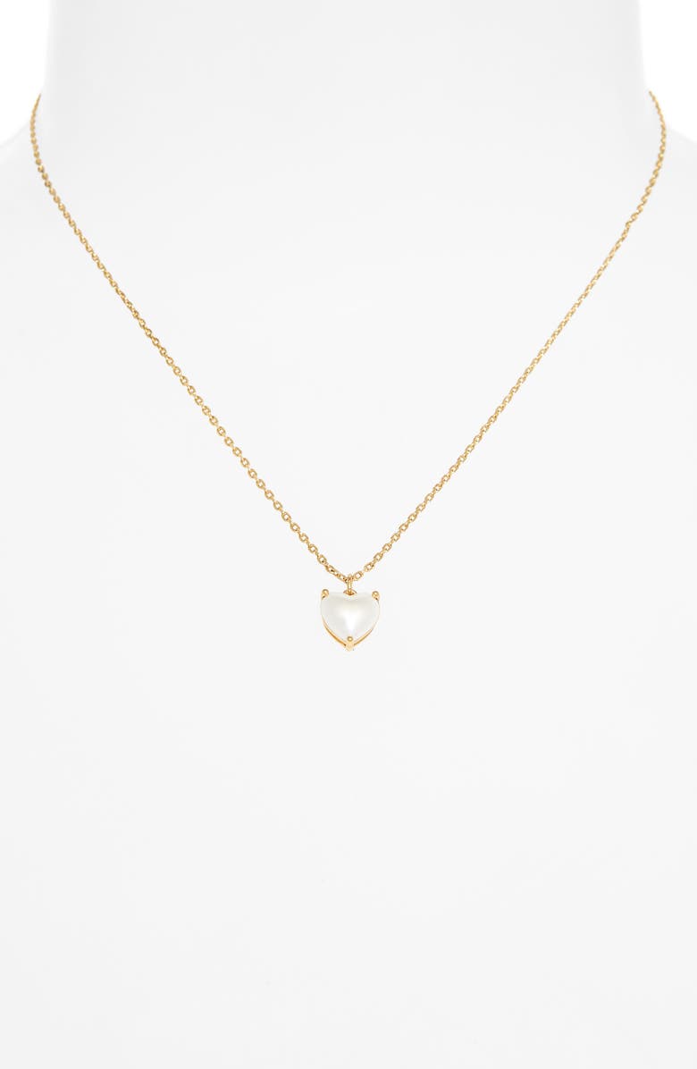 Kate Spade New York my love birthstone heart pendant necklace, Alternate, color, Pearl