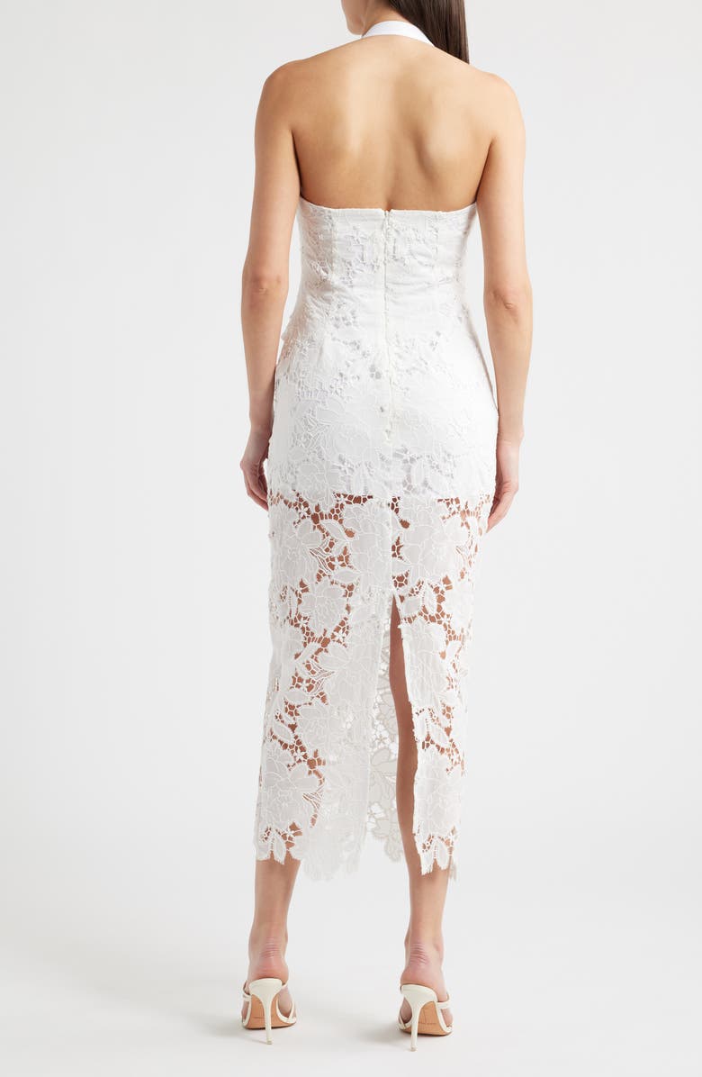 Delfi Collective Galina Eyelet Lace Halter Cocktail Dress, Alternate, color, White