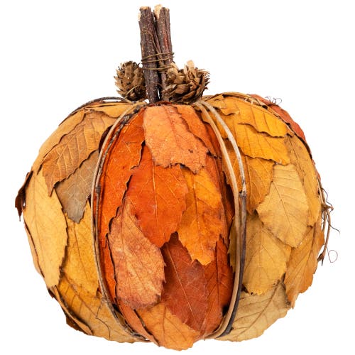 Northlight Layered Leaves Fall Harvest Pumpkin With Pinecones Decoration In Multi