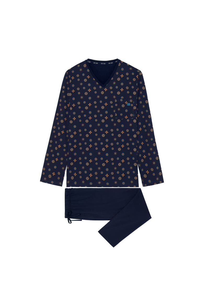 Mandala Long Sleepwear, Main, color, Navy Print