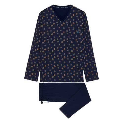 Hom Mandala Long Sleepwear In Navy Print
