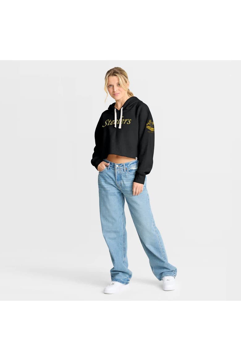 Women's Fanatics Black Pittsburgh Steelers Oversized Hometown Heritage Cropped Hoodie, Alternate, color, Black