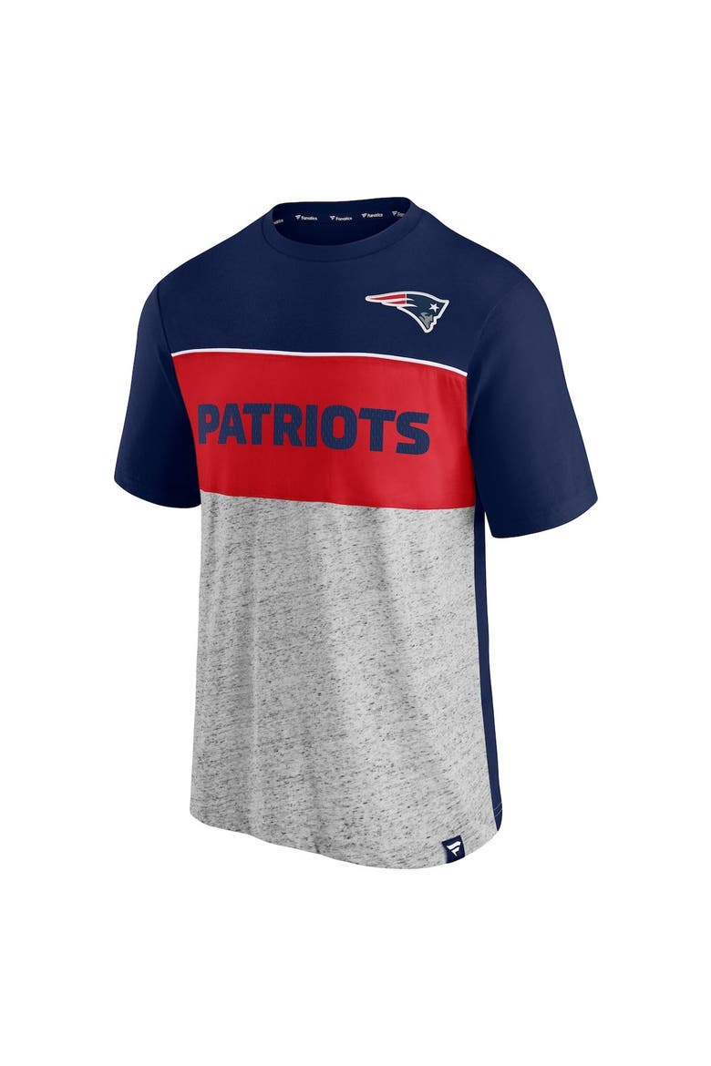 Men's Fanatics Branded Navy/Heathered Gray New England Patriots Colorblock T-Shirt, Alternate, color, NAVY