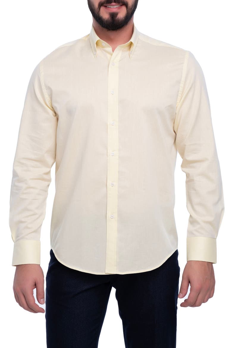 Crystal Slim Fit Cotton Dress Shirt, Main, color, YELLOW