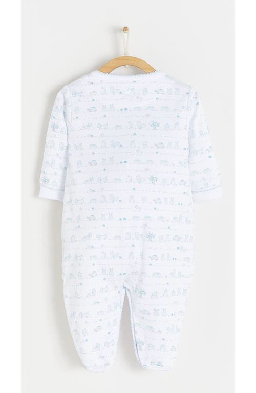 Babycottons Woods Pajama Snap Footie In Blue