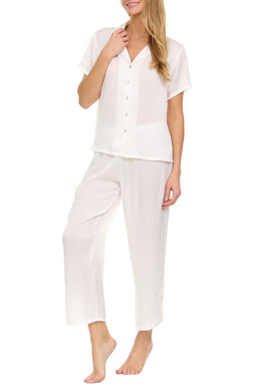 Flora Nikrooz Laurena Sandwashed Charmeuse Capri Pajamas In Ivory