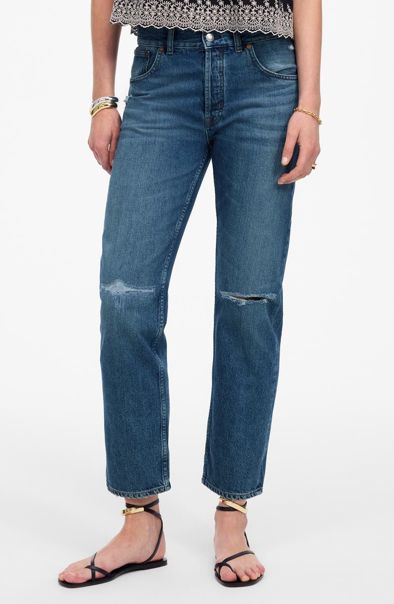 Madewell The Dean Easy Ankle Straight Leg Jeans, Main, color, Labette Wash