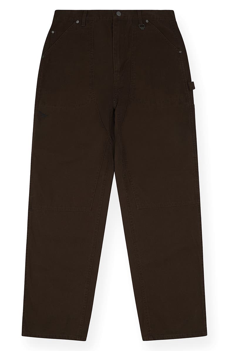 PAPER PLANES Script Logo Cotton Canvas Carpenter Pants, Main, color, Brown