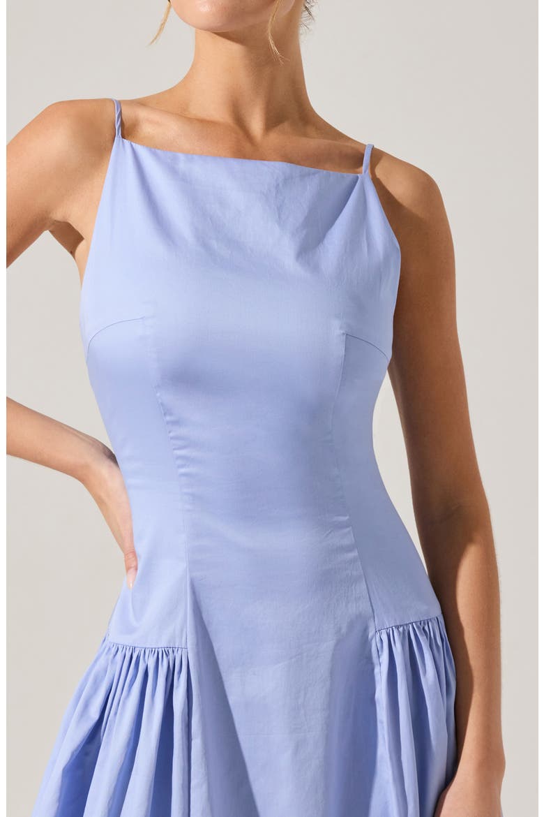 High Neck Open Back Cotton Midi Dress, Alternate, color, CORNFLOWER BLUE