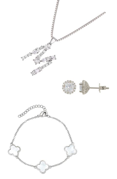 3-Piece Mixed Cubic Zirconia Initial Jewelry Set