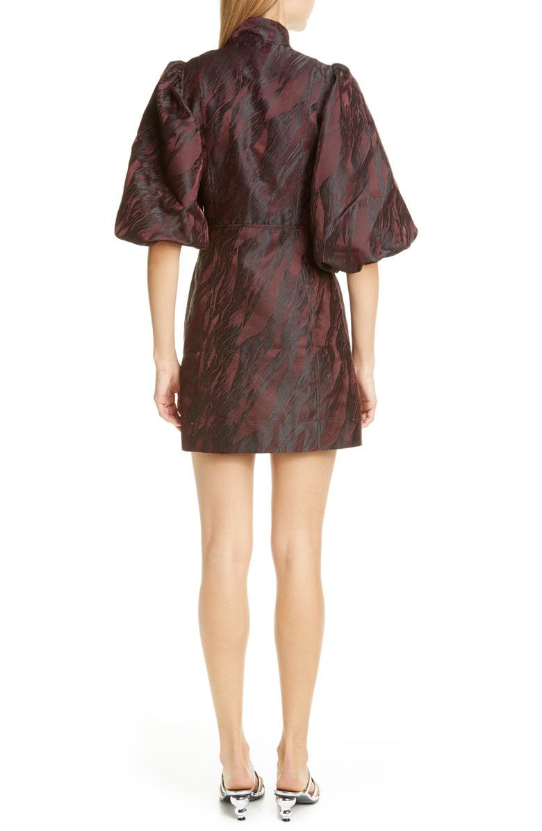 Ganni High Neck Jacquard Minidress, Alternate, color, 