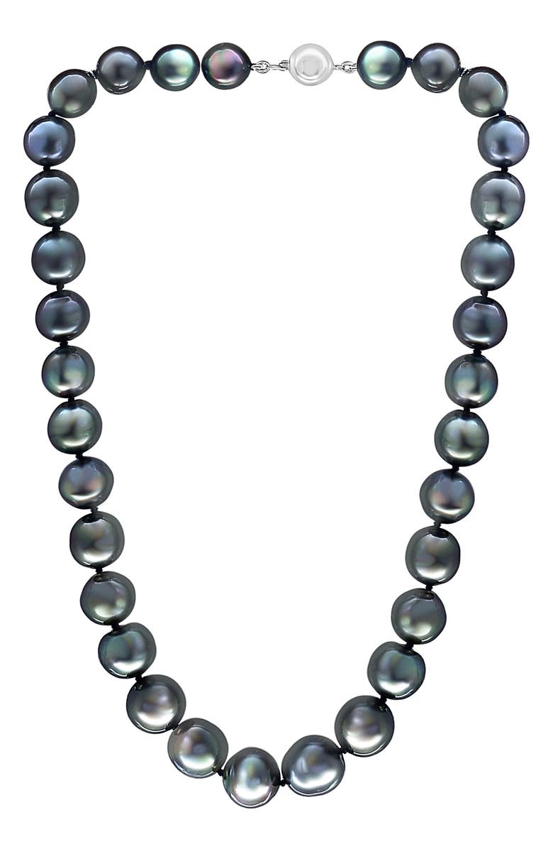 EFFY Sterling Silver Black Tahitian Pearl Necklace, Main, color, 