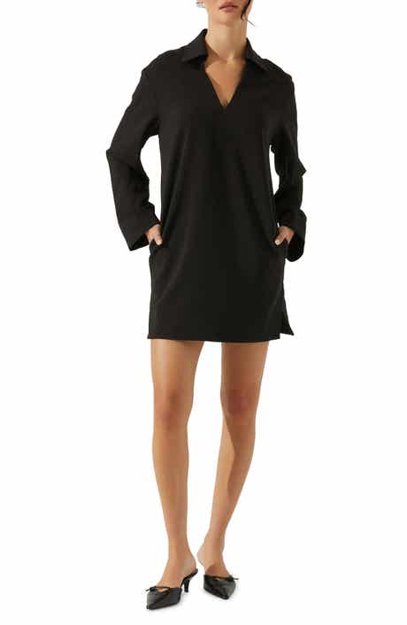 ASTR the Label Collar Long Sleeve Shift Dress