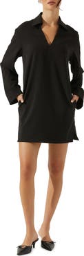 ASTR the Label Collar Long Sleeve Shift Dress