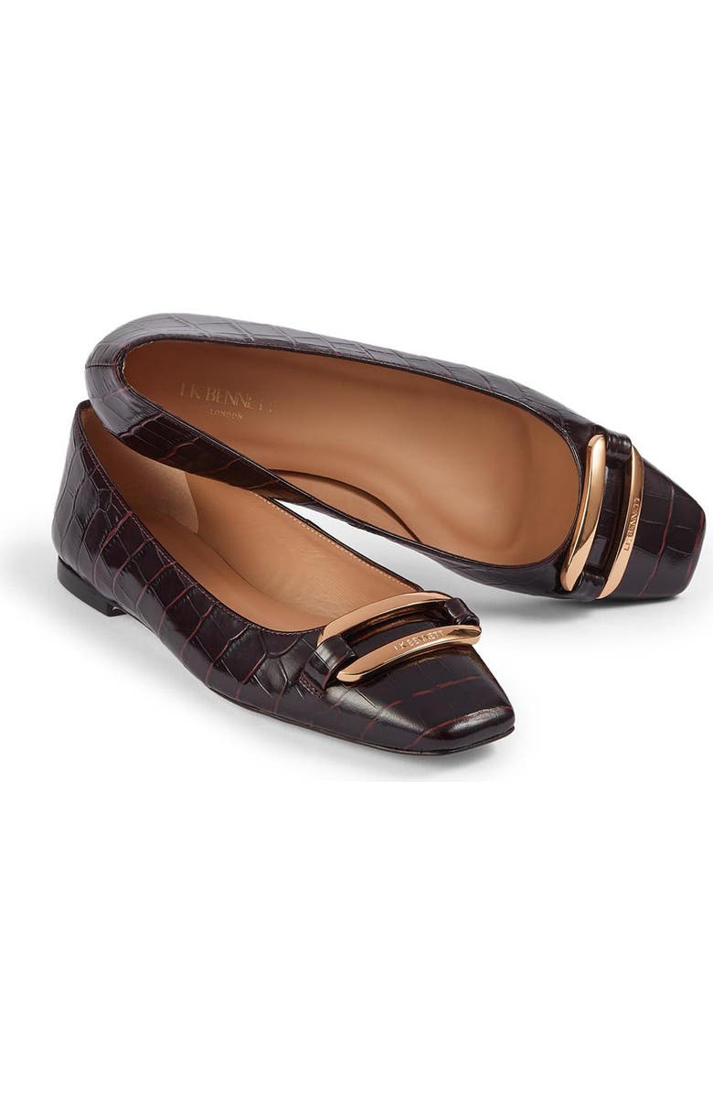 LK Bennett Cayden Croc Embossed Flat, Main, color,