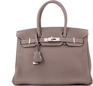 Pre-Owned Hermes Birkin Handbag Grey Clemence with Palladium Hardware 30