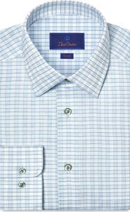 David Donahue Trim Fit Check Cotton Dobby Dress Shirt
