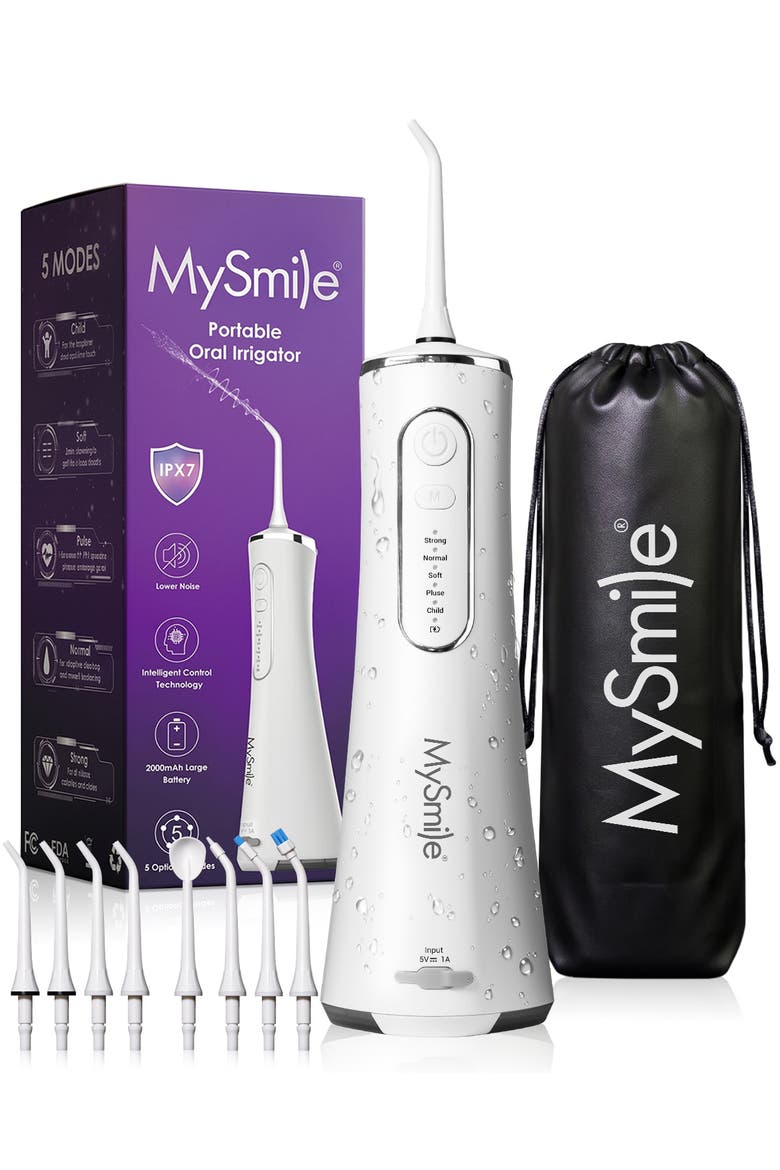 LP211 Cordless Water Flossers for Teeth, 260ML Reservoir, 5 Cleaning Modes, 8 Jet Tips, Main, color, White