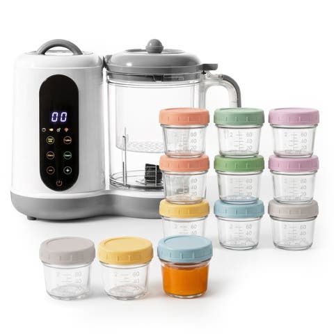 Glass Baby Food Storage Jars with Compact Baby Food Steamer and Blender Set