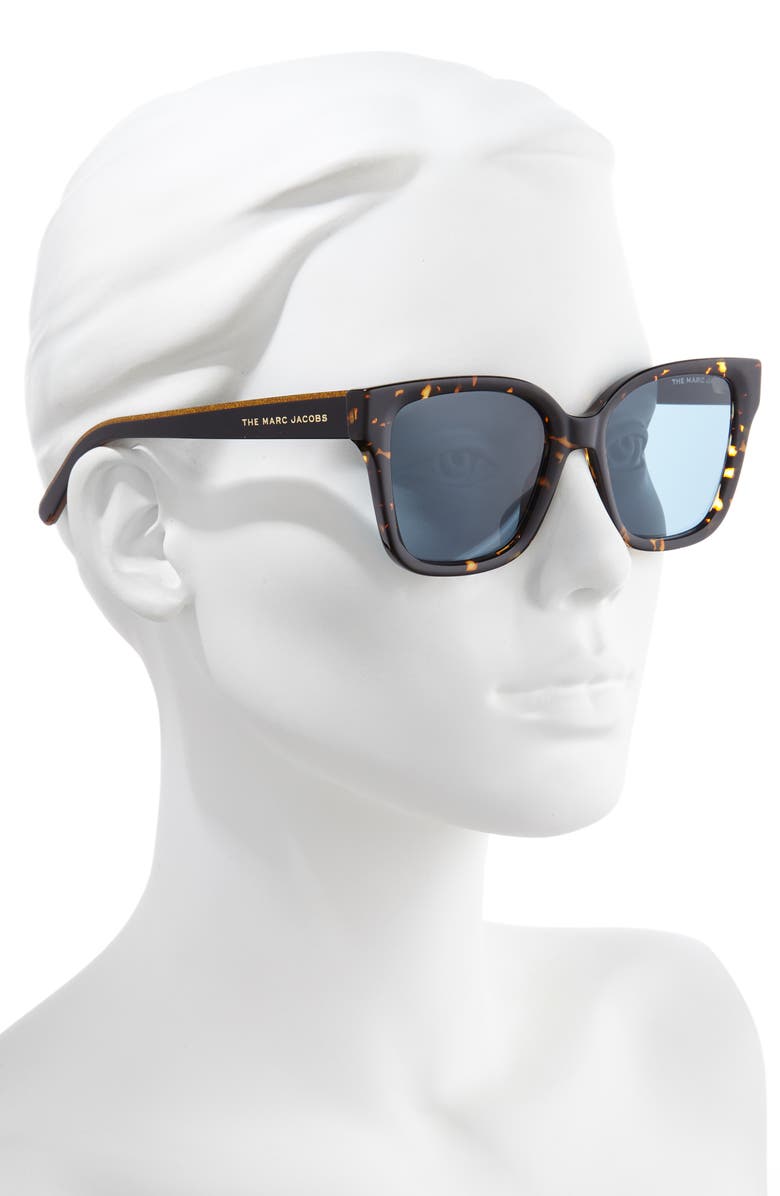 Marc Jacobs 53mm Square Sunglasses, Alternate, color, Havana Black/ Blue Avio