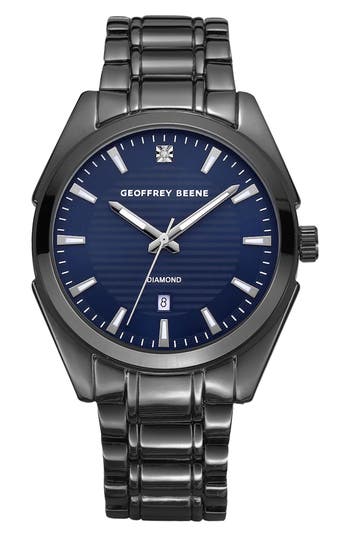 Geoffrey Beene Three Hand Quartz Diamond Diamond Watch, 41mm In Gray