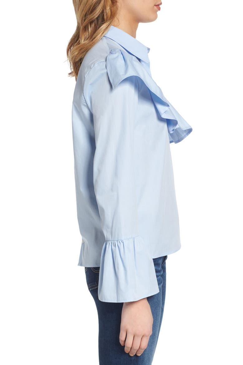 Asymmetrical Ruffle Blouse, Alternate, color, BLUE