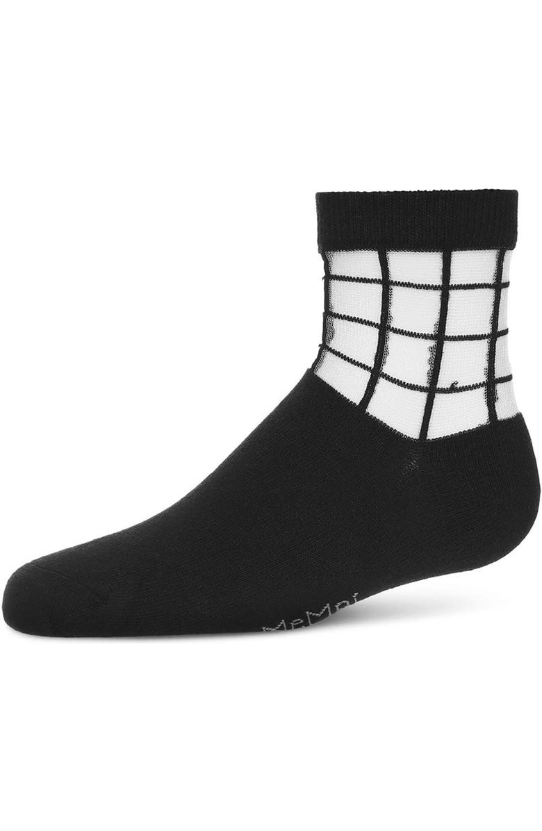 MeMoi Window Pane Sheer Socks, Main, color, Black