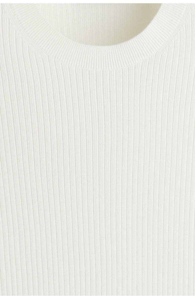 H&M Slim Fit Rib-knit T-shirt, Alternate, color, White