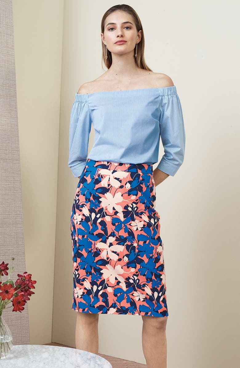 Halogen<sup>®</sup> Floral Print Pencil Skirt, Alternate, color, 