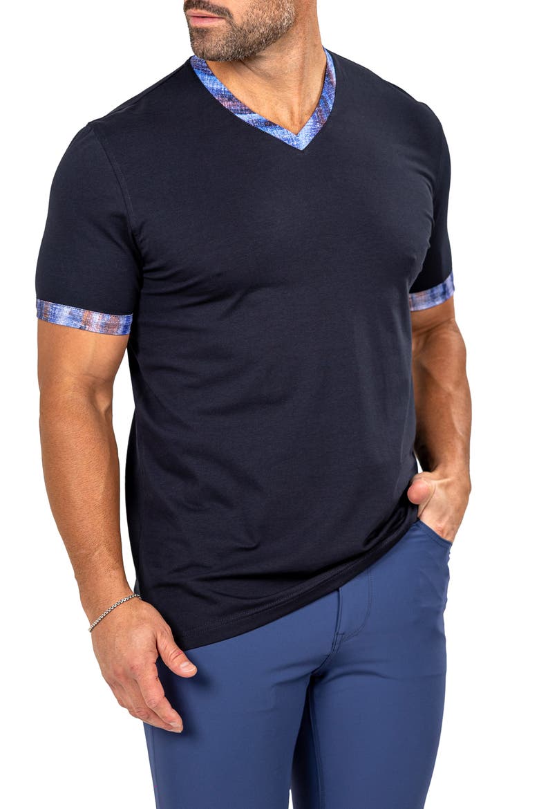 Edison Marthyr0003 Blue Cotton V-Neck T-Shirt, Alternate, color, BLUE